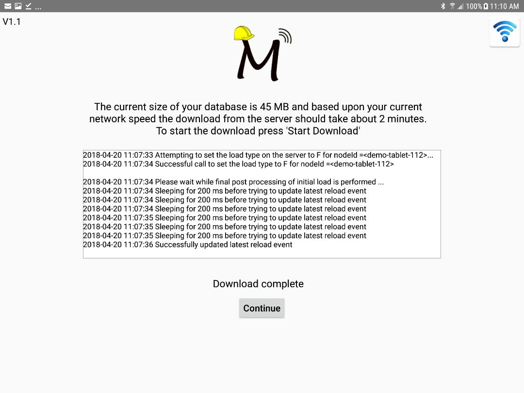 Successful download from server